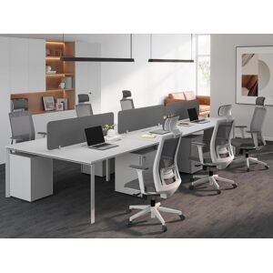 Workea Bureau bench 6 personnes Blanc L140 cm Avec separateurs DOWNTOWN