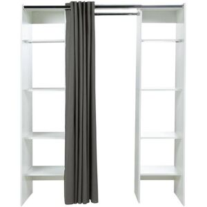 Vente-unique Dressing extensible EMERIC - L.112/185 cm - Blanc et anthracite