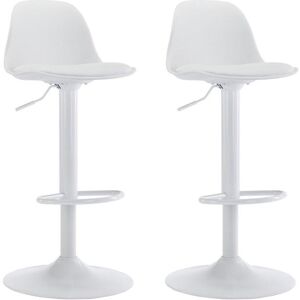 Vente-unique Lot de 2 tabourets de bar en polypropylene et metal - Blanc - XAFY