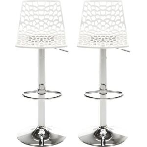 Vente-unique Lot de 2 Tabourets de bar CLARK - Polypropylene - Blanc dolomite