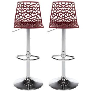 Vente-unique Lot de 2 tabourets de bar CLARK - Polypropylene - Rouge bordeaux