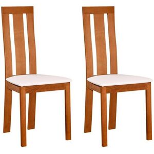 Vente-unique Lot de 2 chaises DOMINGO - Hetre massif coloris chene