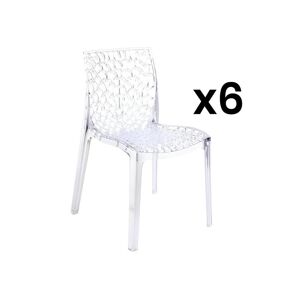 Vente-unique Lot de 6 chaises empilables DIADEME - Polycarbonate plein - Cristal