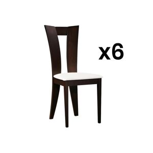 Vente-unique Lot de 6 chaises TIFFANY - Hetre massif - Coloris : Wenge et blanc