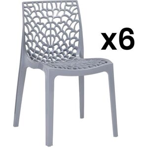 Vente-unique Lot de 6 chaises empilables DIADEME - Polypropylene - Gris clair