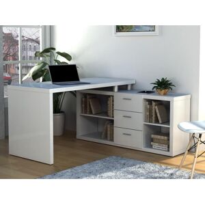 Vente unique Bureau dangle avec rangements ALDRIC III Blanc