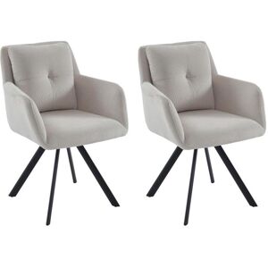 Lot de 2 chaises avec accoudoirs en tissu et metal noir Creme ZOLEVY de Maison Cephy