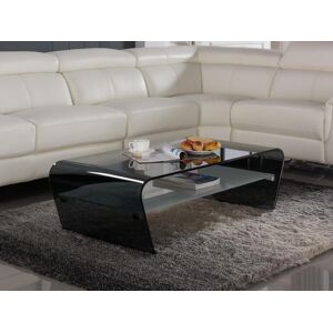 Vente-unique Table basse - Verre trempe noir - Tablette blanche laquee - KELLY