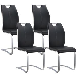 Vente-unique Lot de 4 Chaises WINCH - Simili Noir & Blanc - Pieds en metal chrome