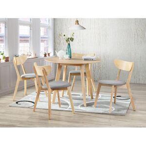 Vente unique Table ronde ODILE 4 couverts Hevea massif et MDF Naturel