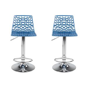 Vente-unique Lot de 2 Tabourets de bar CLARK - Polypropylene - Bleu prusse