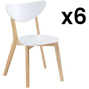 Vente unique Lot de 6 chaises CARINE Hevea massif et MDF Blanc