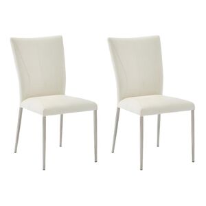 Vente-unique Lot de 2 chaises TALICIA - Simili & acier brosse - Blanc