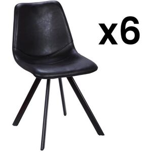 Vente-unique Lot de 6 chaises LUBINE - Simili - Noir