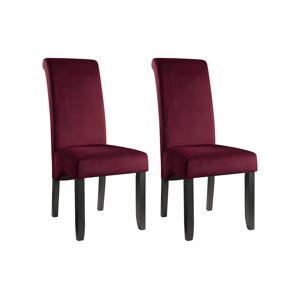 Vente-unique Lot de 2 chaises DELINA - Velours matelasse & pieds bois - Bordeaux