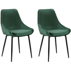 Vente unique Lot de 2 chaises Velours et metal noir Vert MASURIE