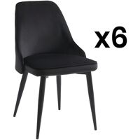 Vente-unique Lot de 6 chaises en velours et métal – Noir – EZRA