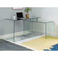 Vente-unique Bureau d’angle ELSTRON – Verre courbé – Transparent