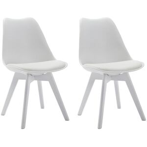 Vente-unique Lot de 2 chaises JODY - Polypropylène et Hêtre - Blanc pieds Blanc