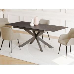 Maison Céphy Table à manger extensible ALBINA - 6 à 8 couverts - Céramique & Verre trempé - Anthracite de Maison Céphy