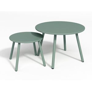 MYLIA Tables gigognes de jardin en métal - Vert amande - MIRMANDE de MYLIA