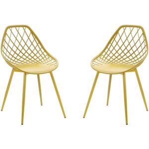 MYLIA Lot de 2 chaises de jardin en polypropylène avec pieds en métal - Jaune moutarde - MALAGA de MYLIA