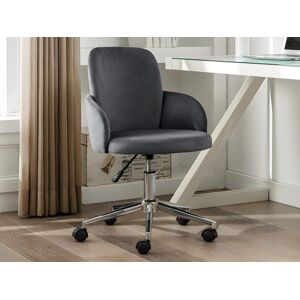 Vente-unique Chaise de bureau - Velours - Hauteur réglable - Gris - CAPIA