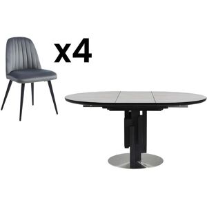 Vente-unique Ensemble table KALEA + 4 chaises ELEANA - Gris