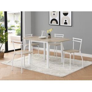 Vente-unique Ensemble table + 4 chaises en MDF et métal - Naturel et blanc - MAEWIN