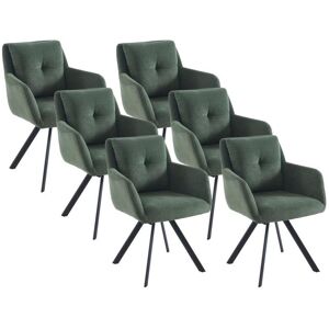 Vente-unique Lot de 6 chaises avec accoudoirs en tissu et métal noir - Vert - ZOLEVY