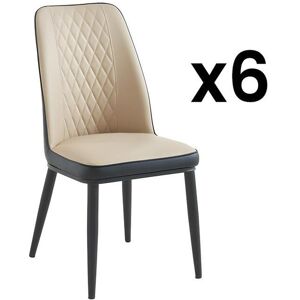 Vente-unique Lot de 6 chaises en simili et métal - Beige et anthracite - MILDURA