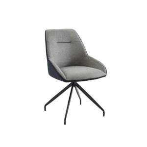 Vente-unique Chaise en tissu, velours côtelé et métal - Gris et anthracite - CHANILA