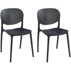 Vente-unique Lot de 2 chaises empilables en polypropylène - Noir - CARETANE