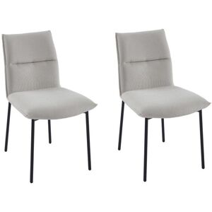 Vente-unique Lot de 2 chaises en tissu et métal noir - Crème - ETIVAL