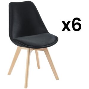 Vente-unique Lot de 6 chaises en velours et hêtre - Noir - JODY - Publicité