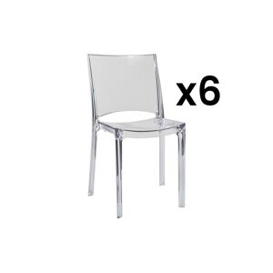 Vente-unique Lot de 6 chaises empilables HELLY - Polycarbonate plein - Cristal - Publicité