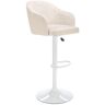 Vente-unique Tabouret de bar en tissu et métal - Hauteur ajustable - Crème et blanc - CARSTEN