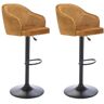 Vente-unique Lot de 2 tabourets de bar en tissu et métal - Hauteur ajustable - Jaune moutarde et noir - CARSTEN