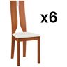 Vente-unique Lot de 6 chaises SILVIA - Hêtre massif - Merisier & Blanc