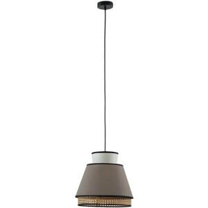 OZAIA Suspension scandinave cannage- Naturel et Taupe - D.35 x H.120 cm - KLAUS