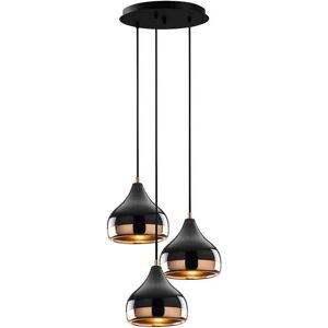 OZAIA Suspension en metal a hauteur reglable YILDO - D. 37 x H. 25/111 cm - Noir et cuivre