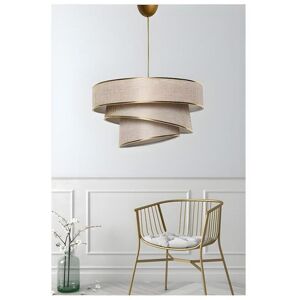 OZAIA Suspension en tissu et metal a hauteur ajustable - D. 40 x H. 30-70 cm - Taupe et dore - TAIRON