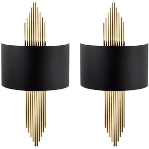 OZAIA Lot de 2 appliques art deco en metal L 22 x H 75 cm Noir et dore SANGARIUS