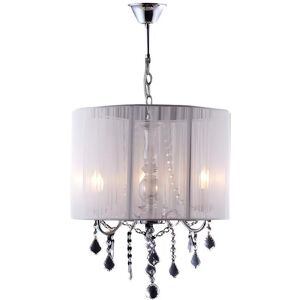 PASCAL MORABITO Suspension TOSCANI de fils blancs H 100cm pampilles en cristal