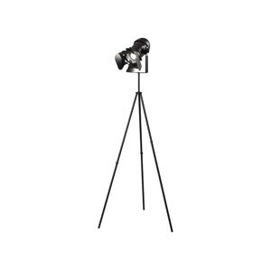 Vente-unique Lampadaire industriel avec trépied PROJECTION - Fer - H.146 cm - Noir