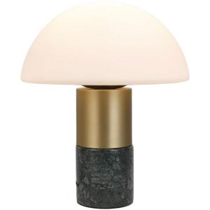 OZAIA Lampe à poser champignon en marbre, métal et verre - D. 30 x H. 35 cm - Blanc et doré - LANGFORD