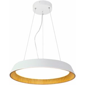 OZAIA Suspension LED en métal et aluminium - D. 45 cm - Blanc et naturel - DERRY