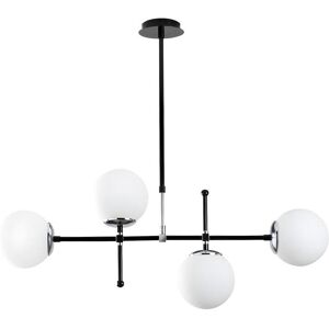 OZAIA Suspension en métal à hauteur réglable LEGEND - 4 globes - L. 108 x H. 67/82 cm - Noir et blanc