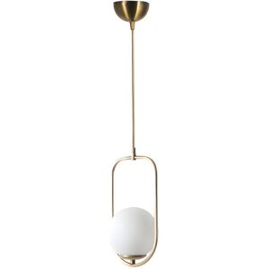 OZAIA Suspension en métal avec globe - D. 18 x H. 70 cm - Blanc et cuivre - KOHANN