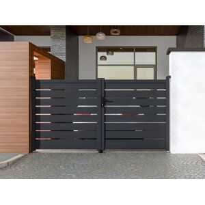 Vente-unique.com Portail battant aluminium ajoure L305 x H166 cm anthracite - PRIMO